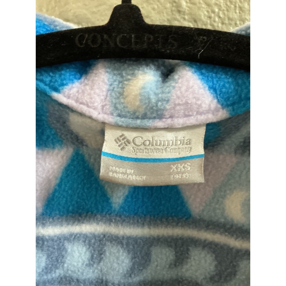 Columbia Kids Blue Purple Geometric Fleece Full Zip Jacket WB6777 XXS 4/5 - Picture 3 of 6